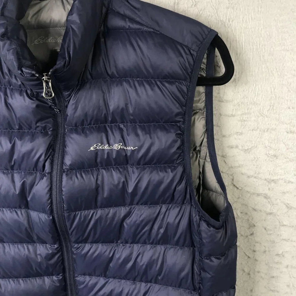Eddie Bauer Vest Mens Small Navy Blue Down Puffer Full Zip Quilted Lightweight - Picture 12 of 16